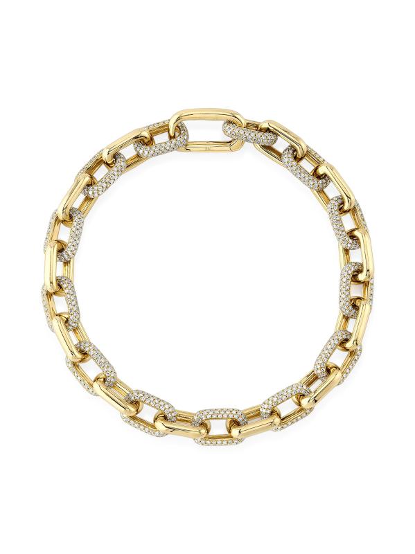 سوار كيت من الذهب الأصفر عيار 14 قيراط وسلسلة الماس 3.67 TCW