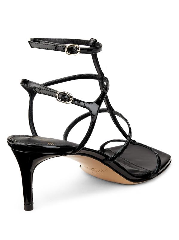 #3: صندل أماندا 60 مم من الجلد اللامع - أسود