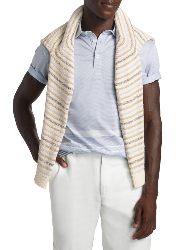 #2: قميص بولو متعدد الخطوط من كوليكشن - أزرق فاتح