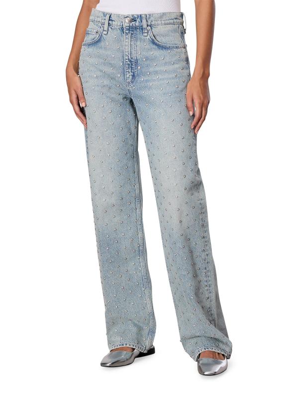 #2: بنطال جينز بخصر مرتفع مزين بشيا - ديسي بيرل