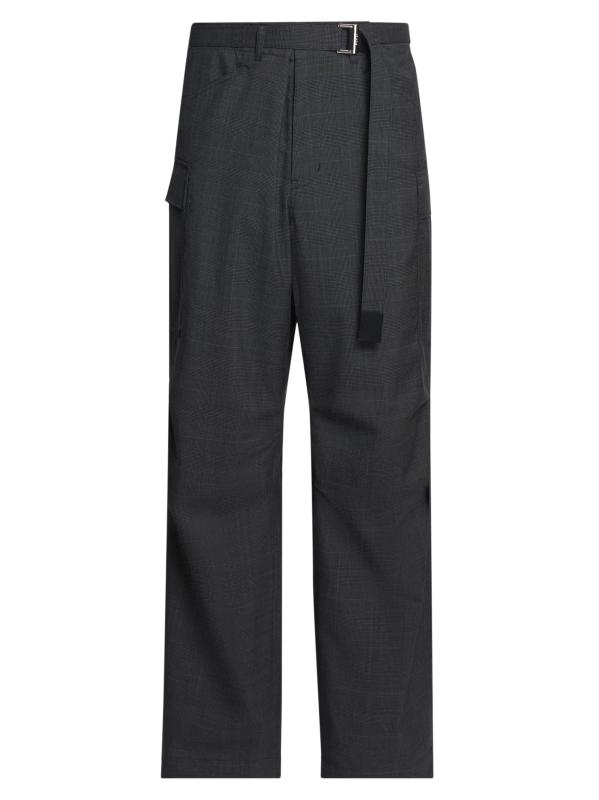 Sacai - グレンチェック・ウール・パンツ をオンライン購入