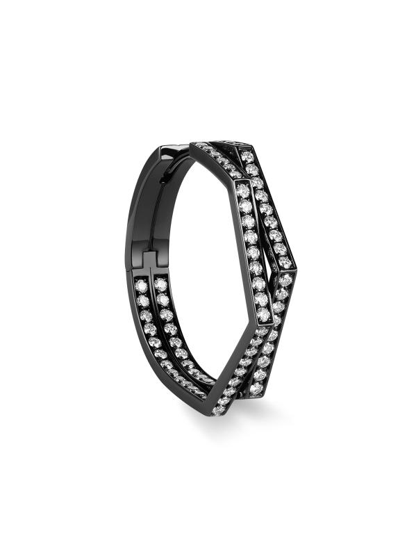 أقراط Antifer من الذهب الأسود عيار 18 قيراطًا والألماس عيار 0.62 TCW ذات الطوق الواحد