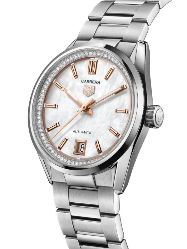 #2: ساعة كاريرا من الفولاذ المقاوم للصدأ وعرق اللؤلؤ وبسوار ألماس عيار 0.28 TCW/36 مم - أم اللؤلؤ