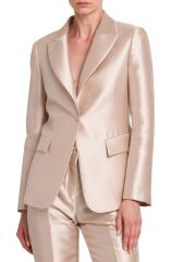 ジャケット A FERRETTI SINGLE-BREASTED JACKET IN CREPONNE Alberta Ferretti Mikado Silk Single-Breasted Jacket | Neiman