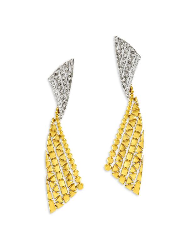 أقراط ريفليكسيون من الذهب عيار 18 قيراط وأقراط مرصعة بالألماس 0.50 TCW