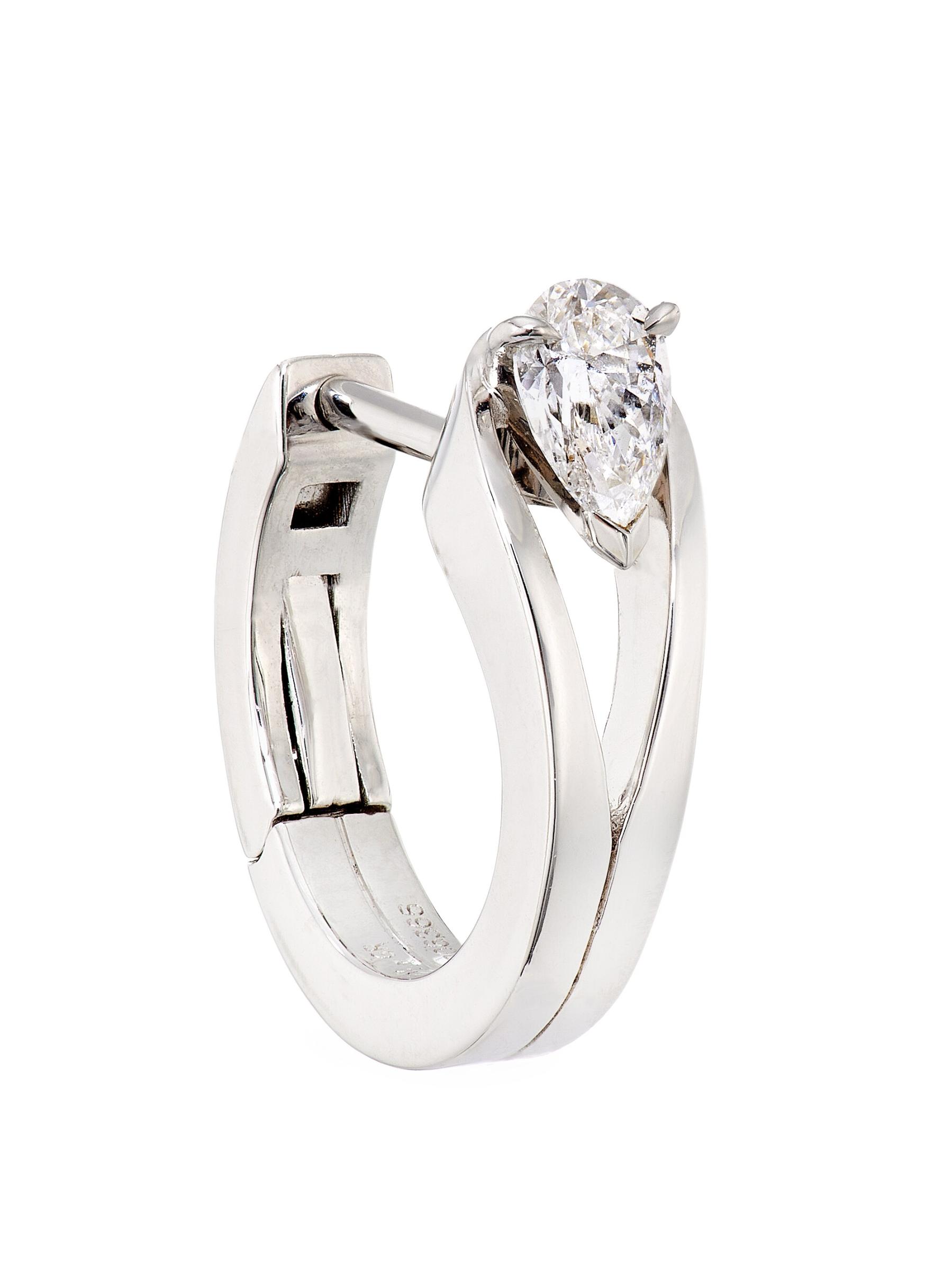Repossi - Serti Inversé 18K White Gold & Diamond Single Hoop