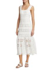 Shop Zimmermann - Pop Linen Lace Paneled Midi-Dress | Saks