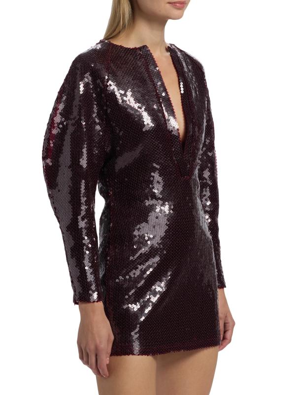 #3: فستان قصير مزين بالترتر بفتحة رقبة من Mitilla - بورغونا