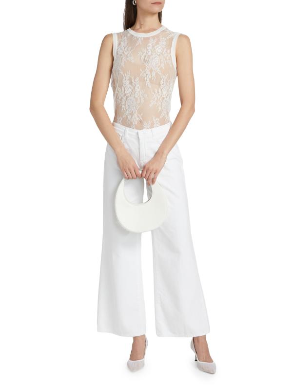 #7: بلوزة بدون أكمام من الدانتيل الشفاف من براكسس - عاجيي