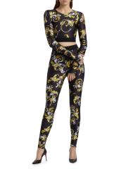 Shop Versace Jeans Couture - Barocco Cropped Long-Sleeve T