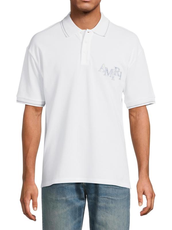 AMIRI☆Logo pique cotton polo shirt ポロシャツ【UK発】 AMIRI Arts District Logo-Embroidered Cotton-Piqué Polo Shirt