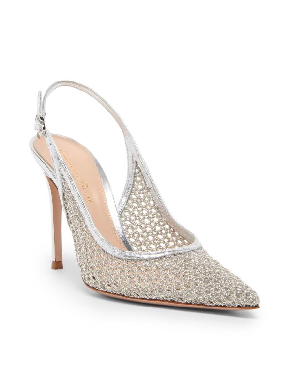 #2: حذاء ستيليتو من الحرير والجلد عيار 95 مم من إيتاكا - فضة
