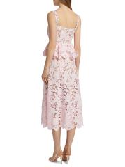 国内発送/送料関税込【Self-portrait】LACE PEPLUM MIDI DRESS Pink Lace Peplum Midi Dress | Self-Portrait