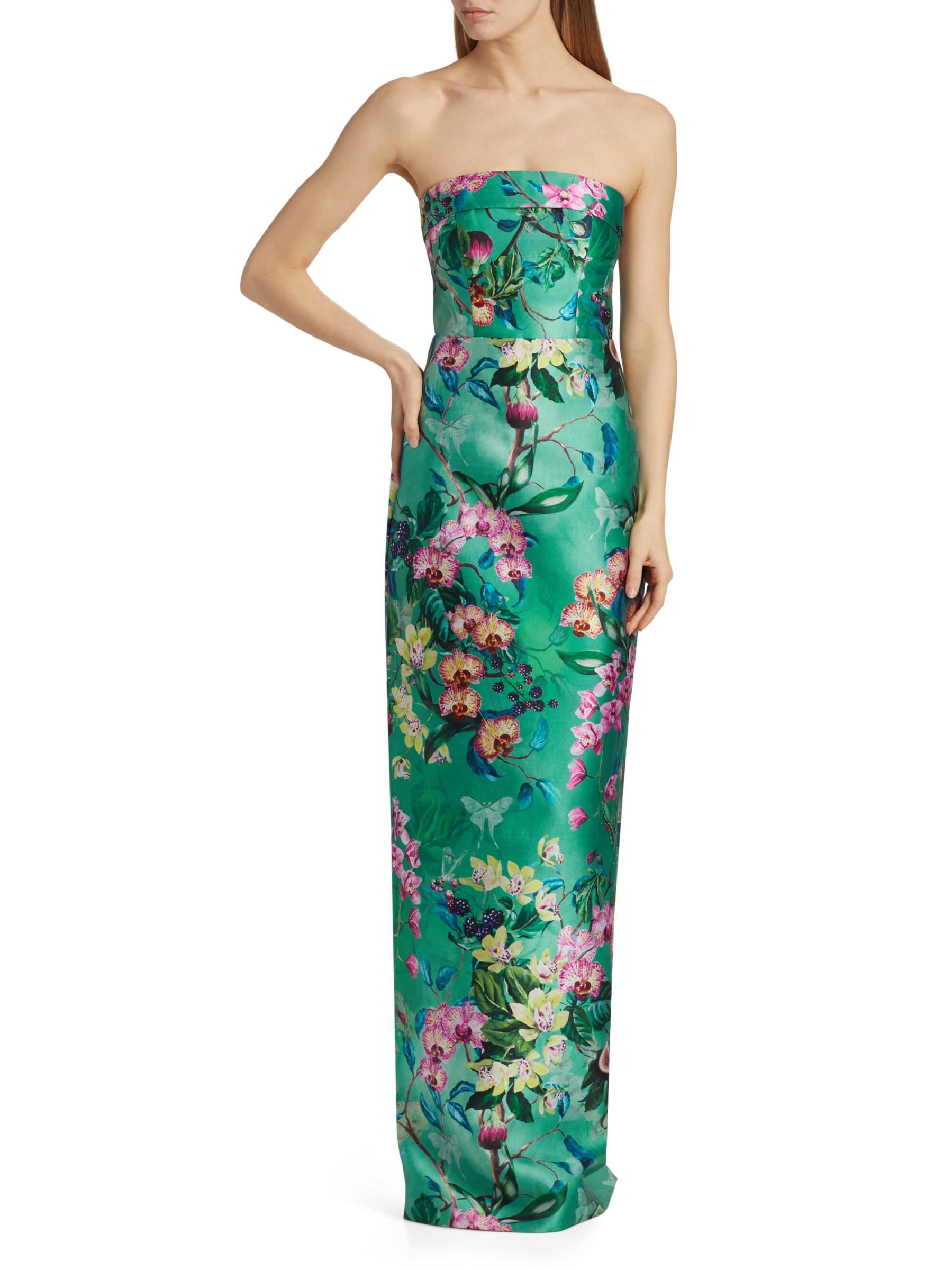 Shop THEIA - Lulu Floral Mikado Column Gown | Saks Fifth