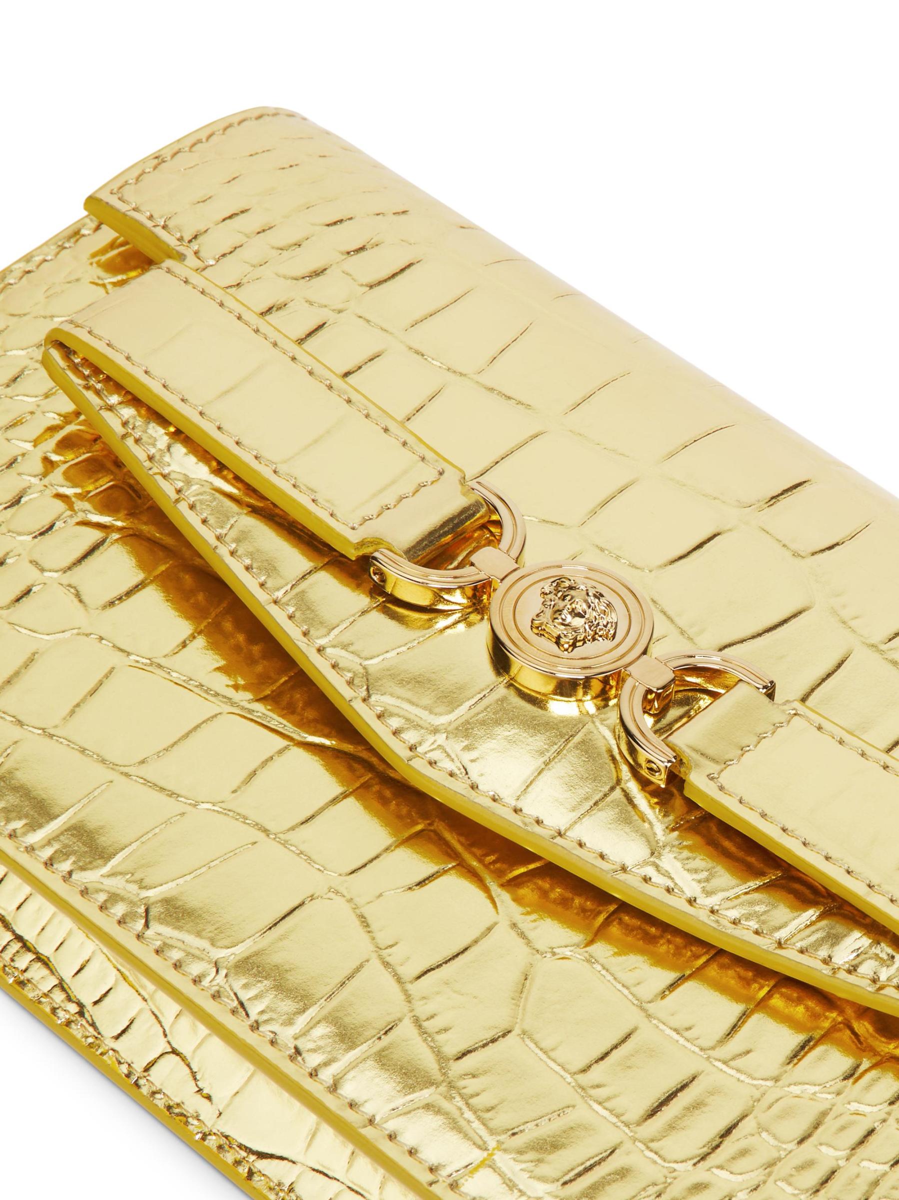 Versace - ラミネート・クロコ型押しレザー・チェーンウォレット を