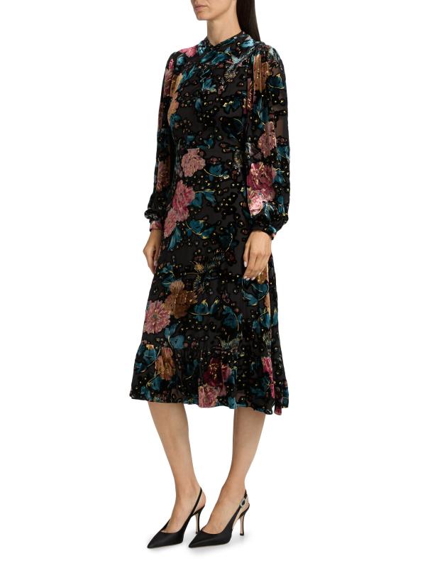 #3: فستان بيكا فلورال ميدي - مخمل طيور الجنة