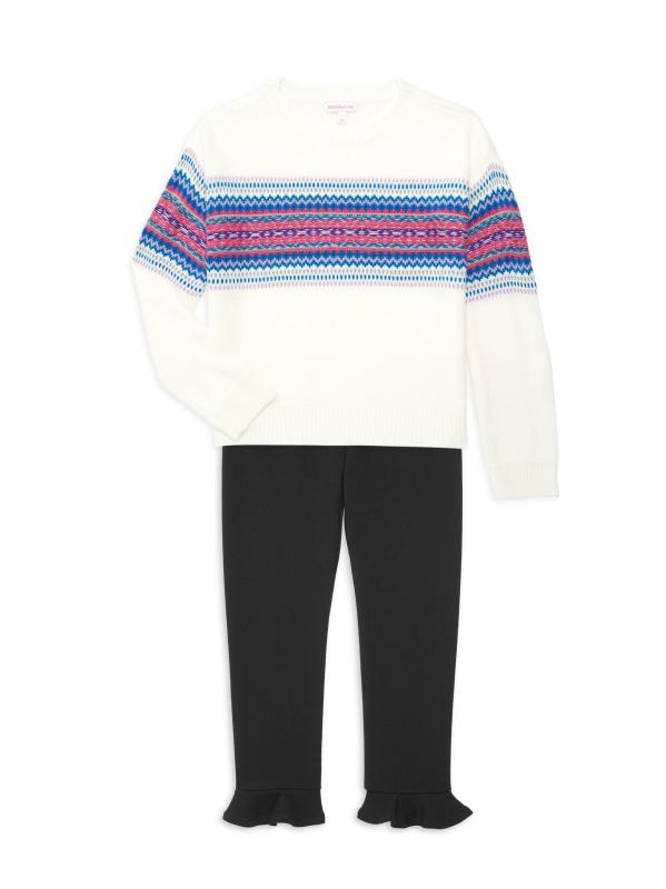 #3: سترة فير آيل القصيرة للفتيات الصغيرات والفتيات - كومبو الشتاء الأبيض