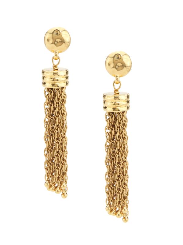 Chloe ゴールド チェーン ピアス Chloé - ポンポン・ゴールドトーン・チェーンポストピアス を
