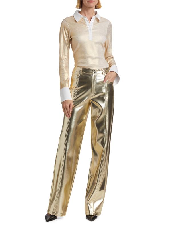 Saks Potts 長袖トップス　ロゴ Shop Cinq à Sept - Jaden Metallic Stretch-Cotton Shirt