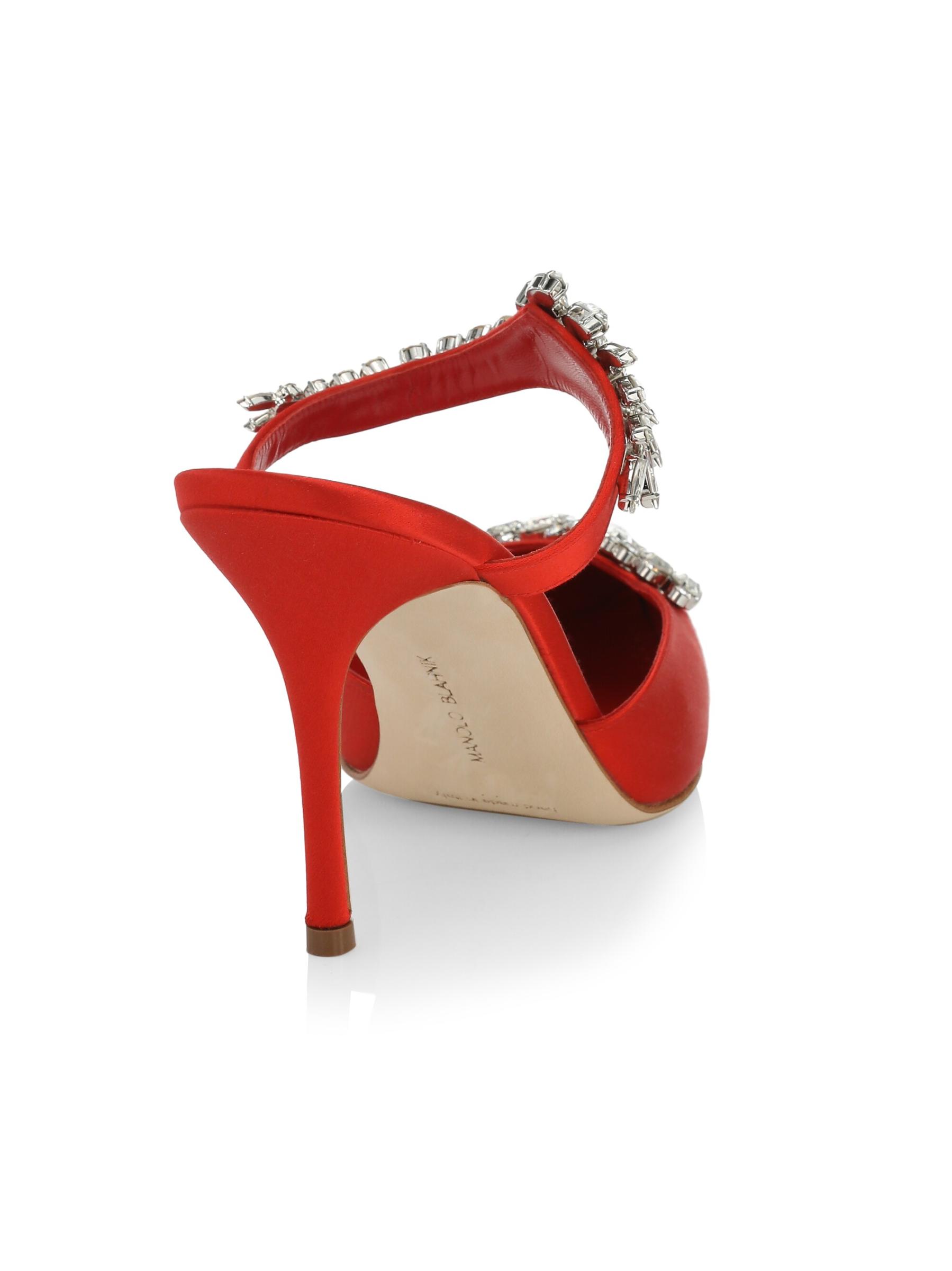 Manolo Blahnik>>マイドゥグラ 90mm サテンミュール Manolo Blahnik - ルルム 90MM エンベリッシュド サテン