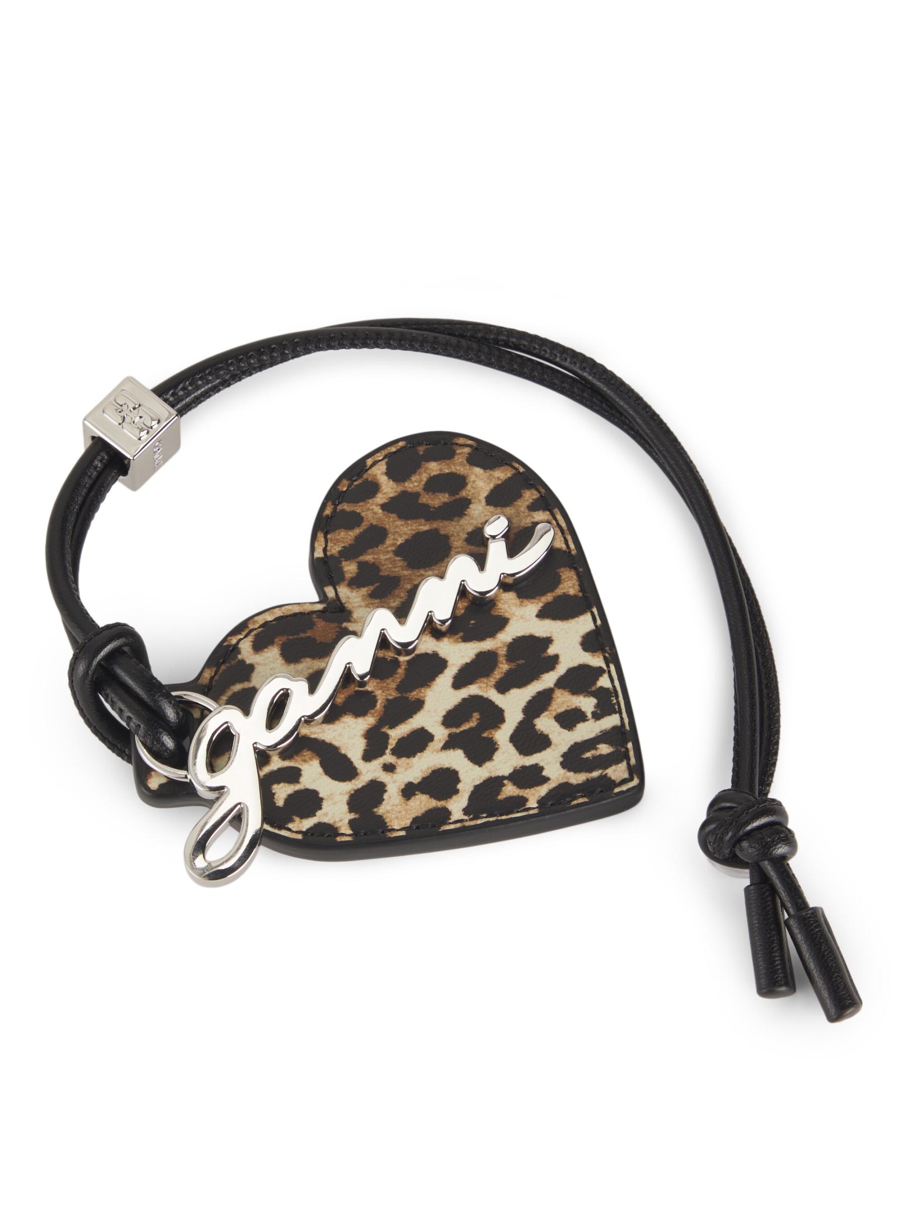 【関税込み】Bou Heart Keyring - Ganni - Leather - Printed Black Black GANNI Bou Heart Mirror | GANNI DK