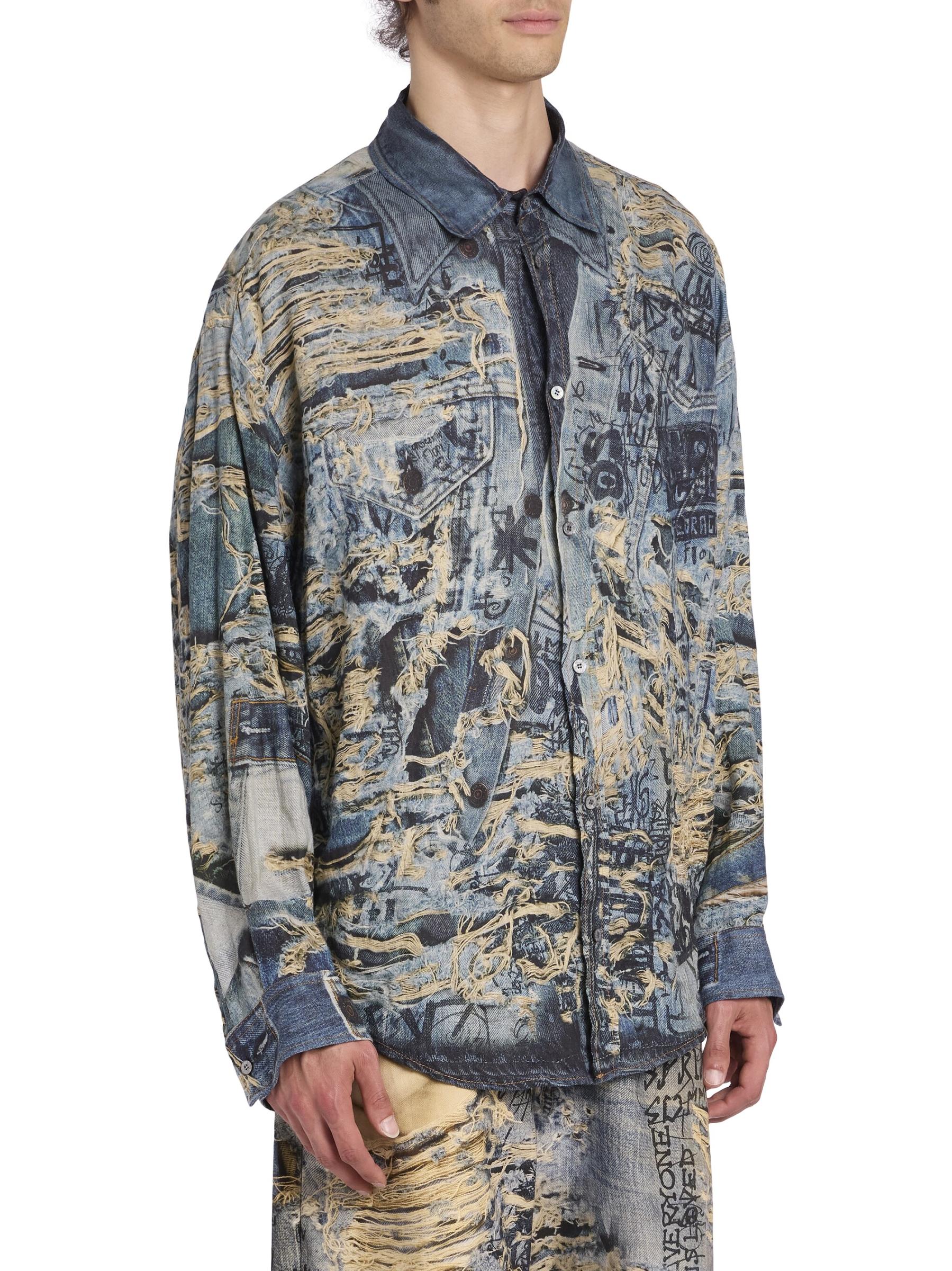 Shop Acne Studios - Setar Torn Scribble Printed Linen Shirt