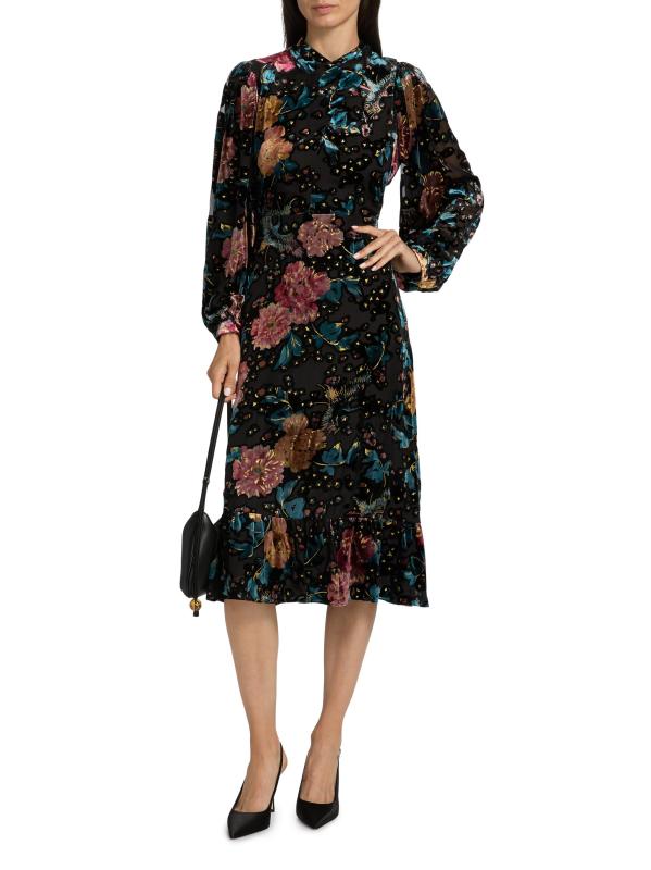 #2: فستان بيكا فلورال ميدي - مخمل طيور الجنة