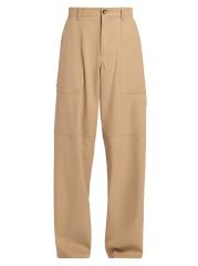 ◆LOEWE◆ハイライズコットンツイルワイドレッグパンツ LOEWE ロエベ コットンウール ストライプドレープトラウザー