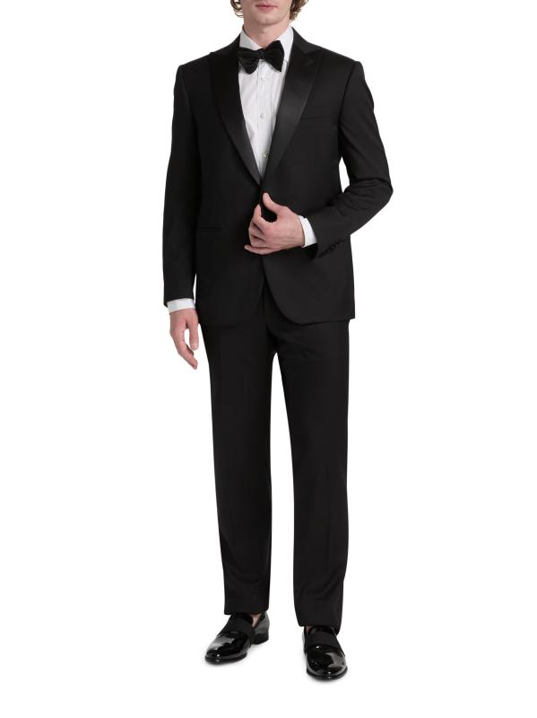 #2: بدلة توكسيدو أحادية الصدر من الصوف البكر - أسود