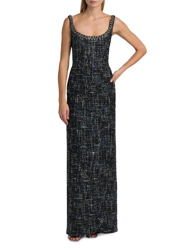 #7: فستان لانا مزين بعمود من التويد - صقيع أوبسيديان