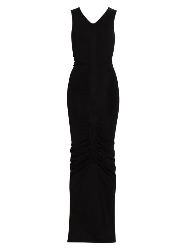【Alexander Wang】 シャーリングワイドVネックマキシドレス Alexander Wang - シャーリングVネック・マキシ・ドレス を