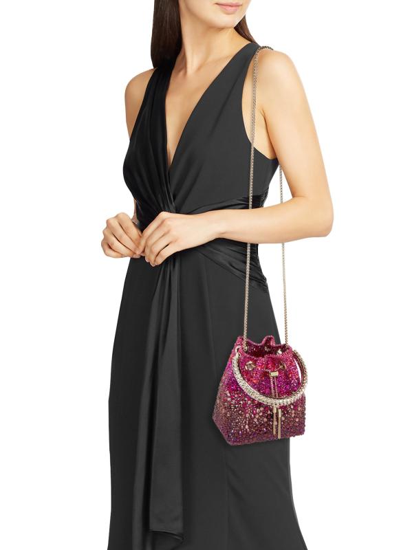 #3: حقيبة بمقبض علوي من الساتان مزيّنة بالكريستال من بون بون - زهرة الشتاء، زهرة الأوركيد البنفسجية