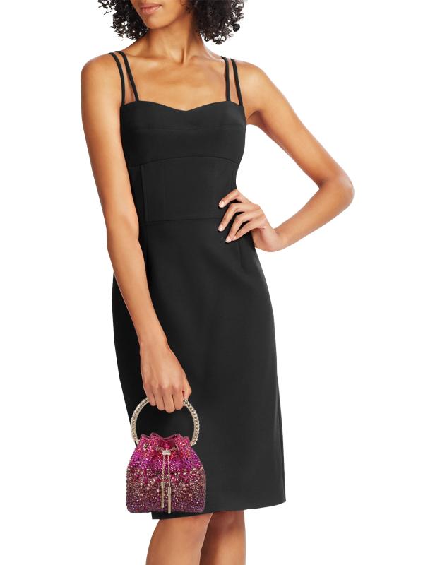 #2: حقيبة بمقبض علوي من الساتان مزيّنة بالكريستال من بون بون - زهرة الشتاء، زهرة الأوركيد البنفسجية