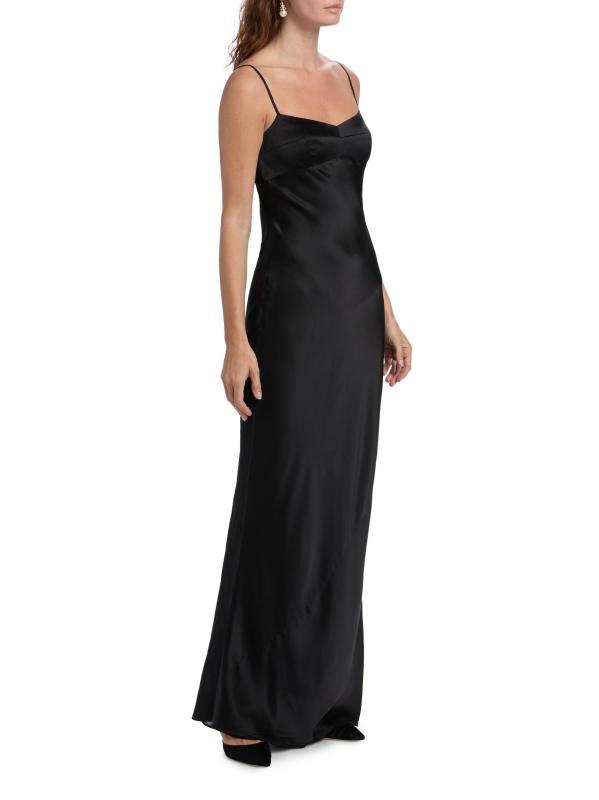 #3: فستان طويل من الحرير والساتان من جانيرو - أسود