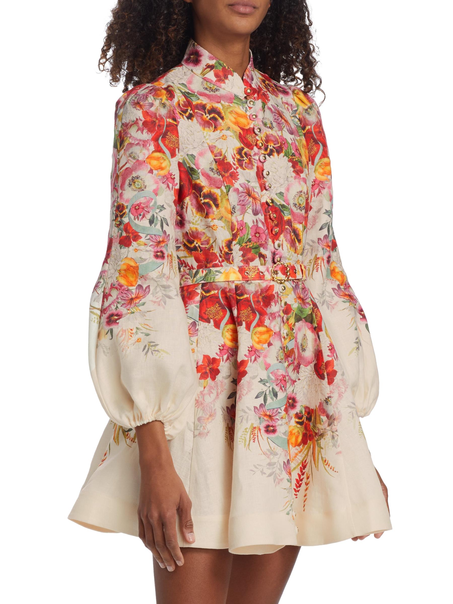 【ZIMMERMANN】装飾&ベルト付き プリントリネン コート Shop Zimmermann - Wonderland Belted Linen Minidress | Saks