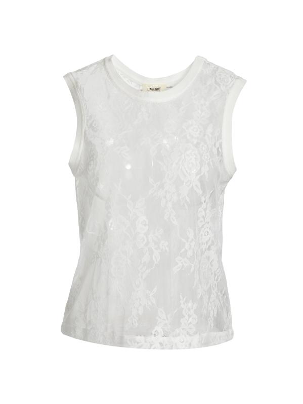 #1: بلوزة بدون أكمام من الدانتيل الشفاف من براكسس - عاجيي