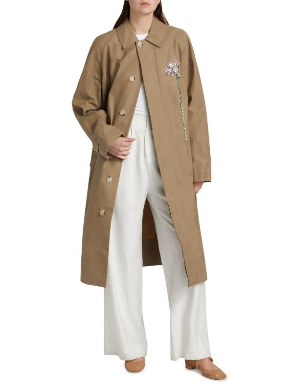 Shop Simone Rocha - Crystal-Embellished Cotton Trench Coat