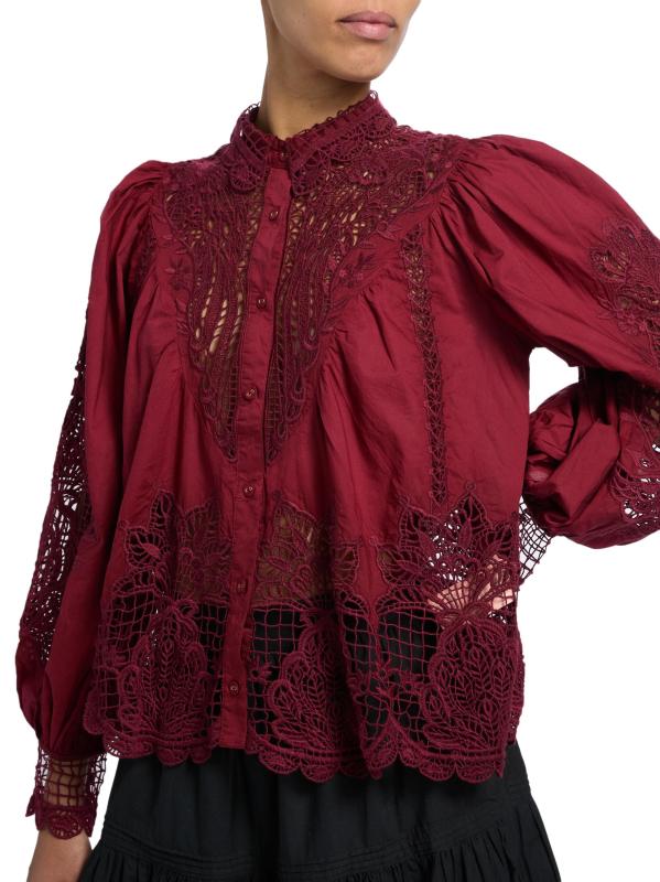 Compra Farm Rio Blusa de encaje de guipur Berry Garden Saks