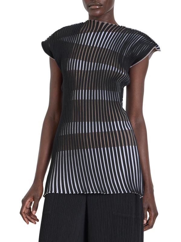 ISSEY MIYAKE ストライプニット Issey Miyake - ストライプ ニット トップ をオンライン購入