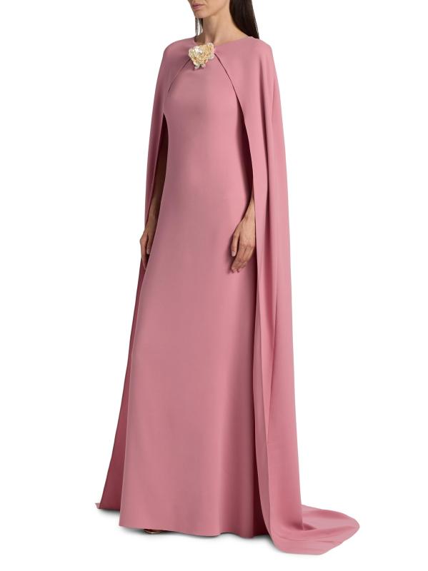 #3: قفطان مزيّن بأكمام منسدلة من مزيج الحرير - وردة عتيقة