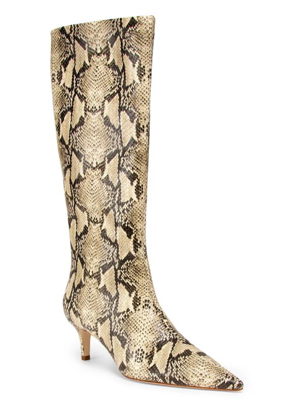 #2: حذاء بكعب صغير من الجلد المنقوش بالتماسيح - ثعبان طبيعي