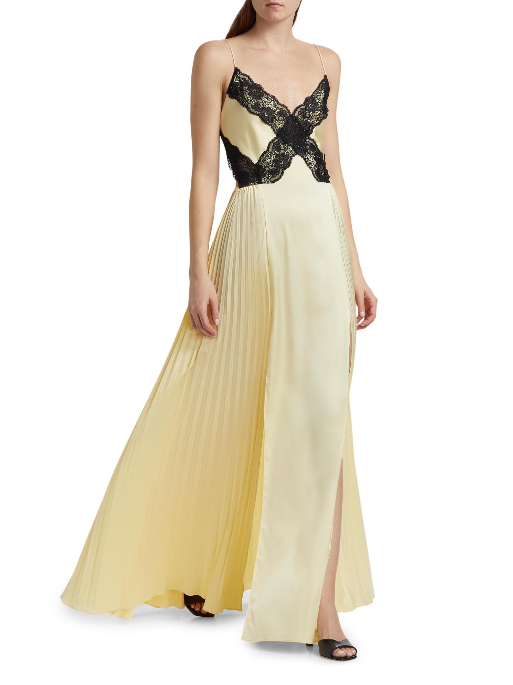 Self-Portrait - サテン・レース・マキシ・ドレス をオンライン Self-Portrait - サテン・レース・マキシ・ドレス をオンライン