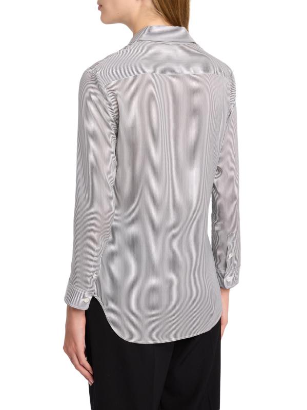 #4: قميص بيترا سترايب من الحرير البوبلين - أبيض داكن