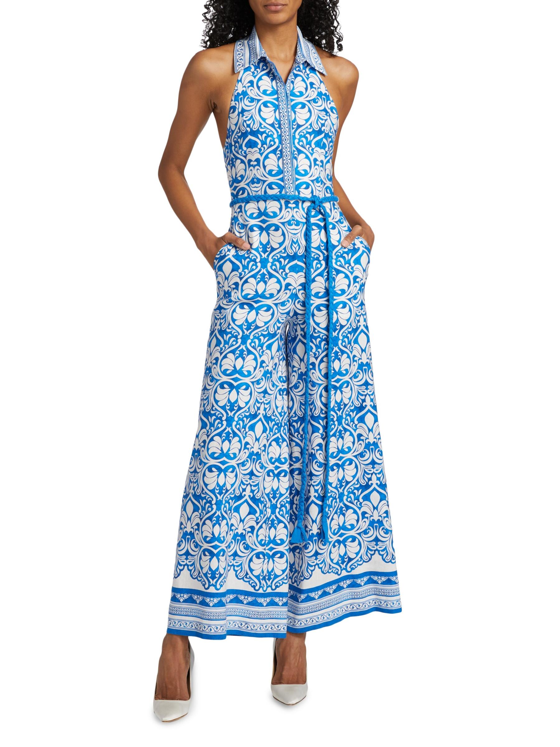 【Alice+Olivia】ALARA リネン ワイドレッグ ジャンプスーツ Shop Alice + Olivia - Alara Linen-Blend Wide Leg Jumpsuit