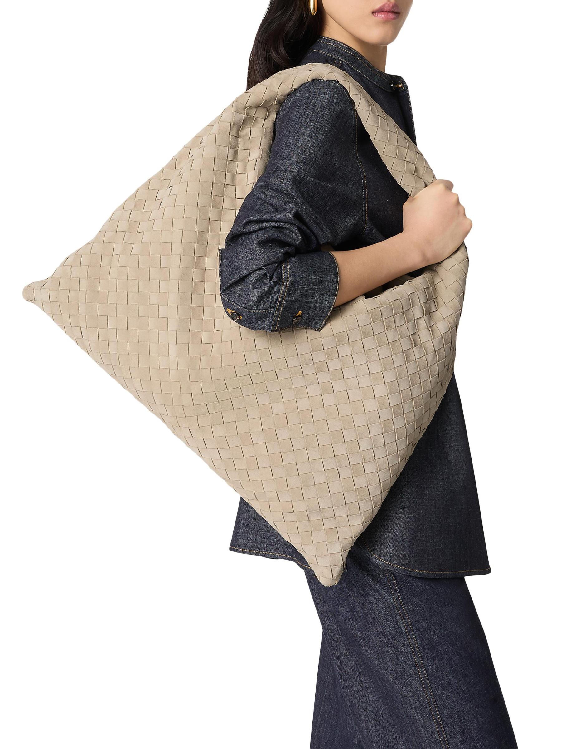 Shop Bottega Veneta - Large Hop Intrecciato Suede Hobo Bag