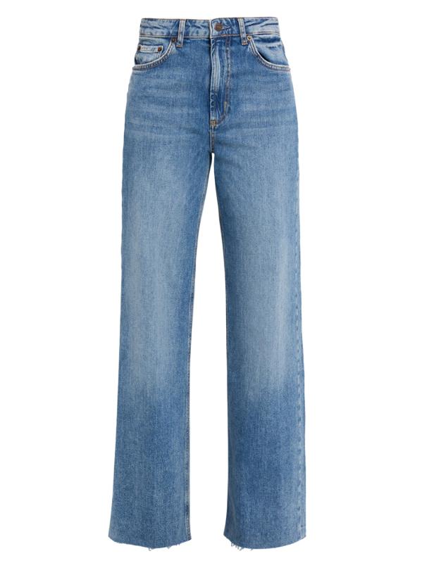 بنطال جينز عالي الارتفاع من القطن القابل للتمدد بساق واسعة من جيتي