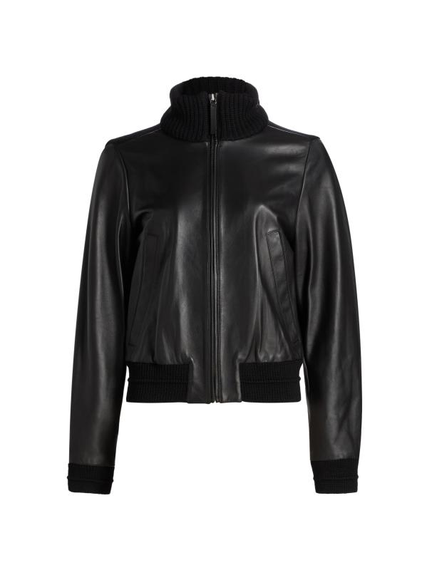 جاكيت Elenora من الجلد المحبوك والمزين بالصوف