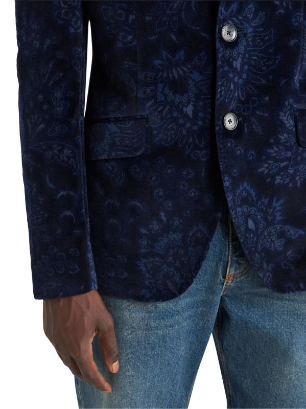 #5: جاكيت بيزلي مخملي وحيد الصدر - أزرق داكن