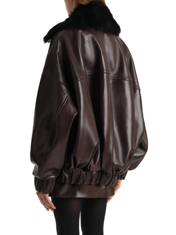 #5: جاكيت ديمون من الجلد بياقة شيرلينغ - طين