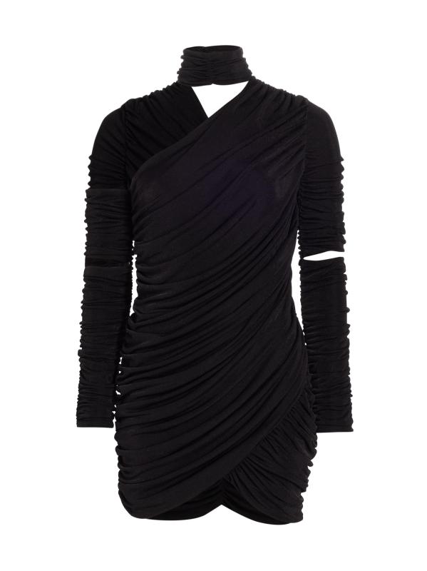 فستان قصير من الجيرسيه بكشكشة غير متماثلة